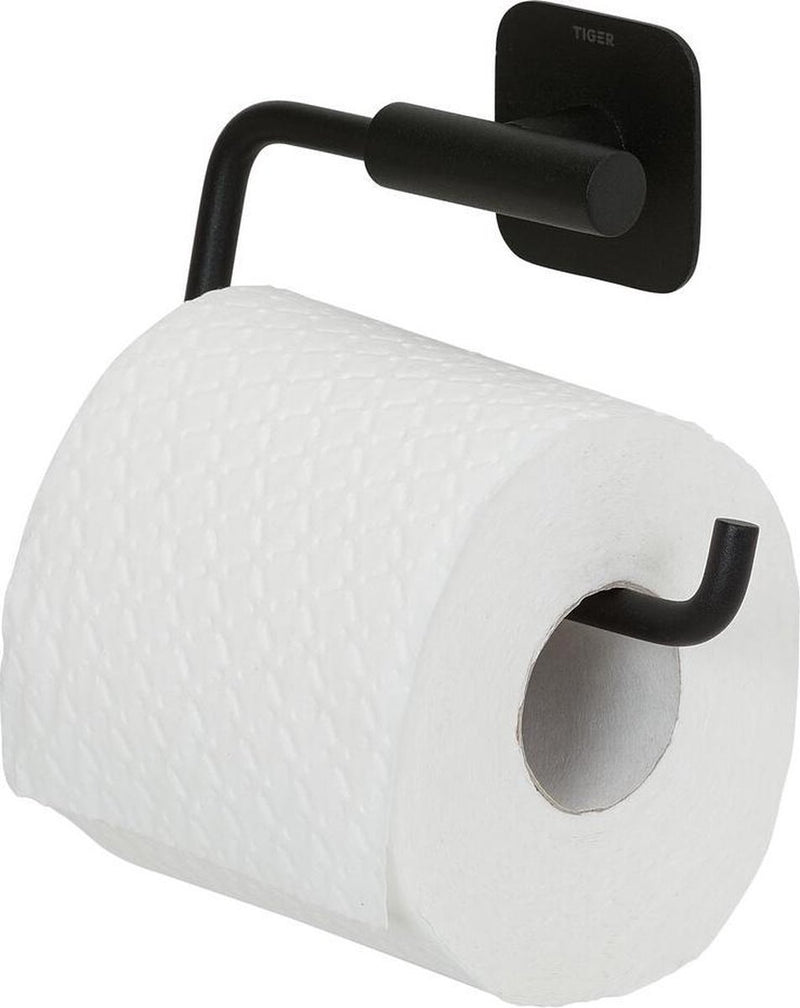 Tiger colar - wc rolhouder zonder klep - zonder te boren - toiletrolhouder zelfklevend - zwart