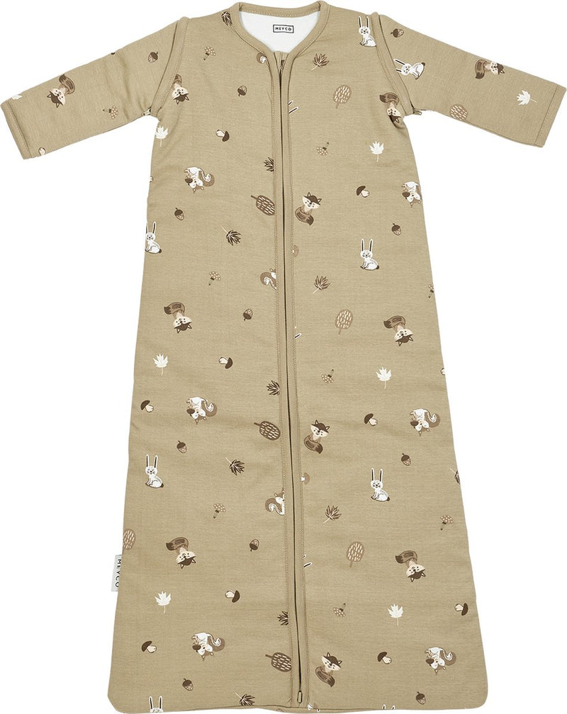 Meyco baby forest animals baby slaapzak met afritsbare mouwen - sand - 70cm - 2.5 tog