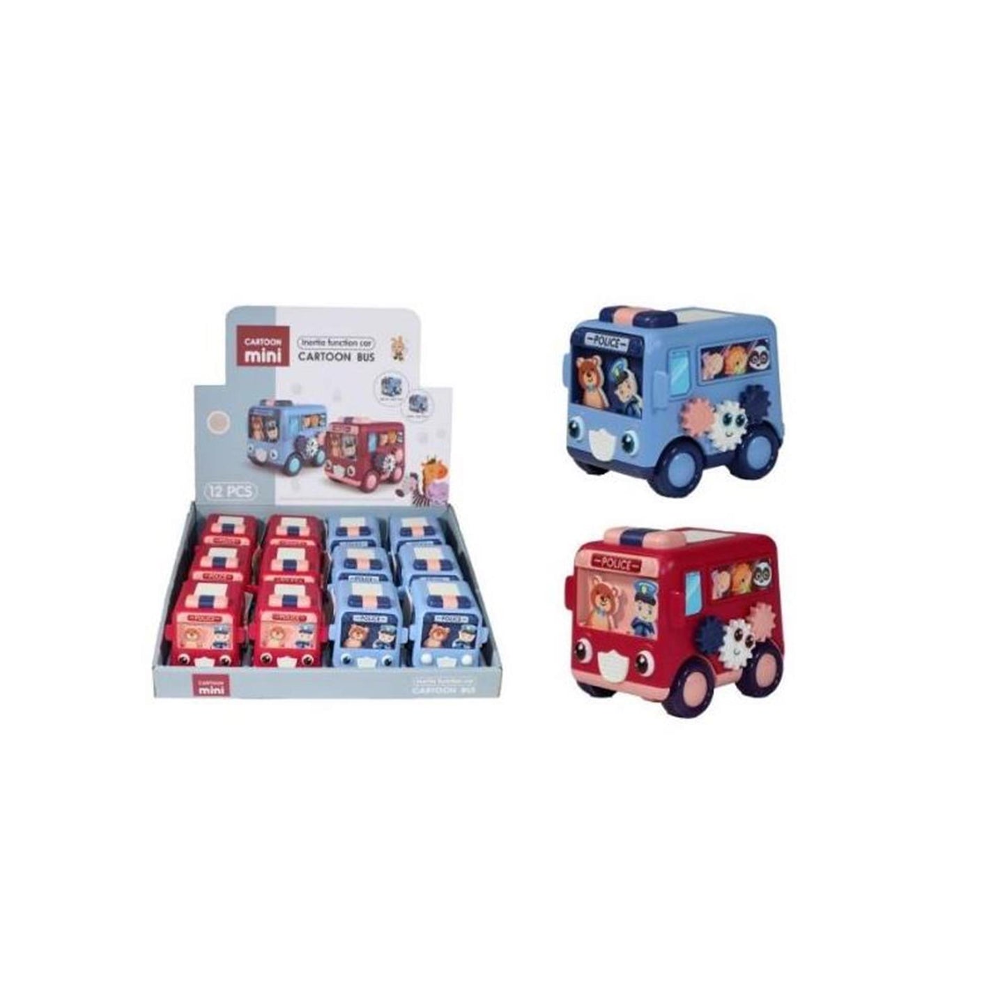 Bus cartoon frictie 8cm