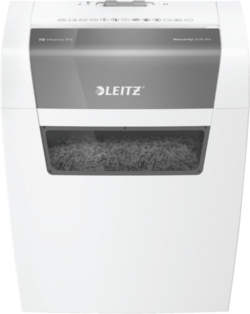 Leitz iq home papierversnipperaar - p4 snippers - tot 6 vel - 15l - wit