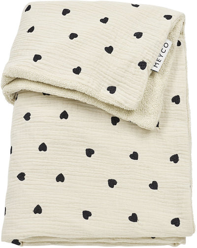 Meyco baby sweet heart wiegdeken - pre-washed hydrofiel - soft sand - 75x100cm - 1.5 tog
