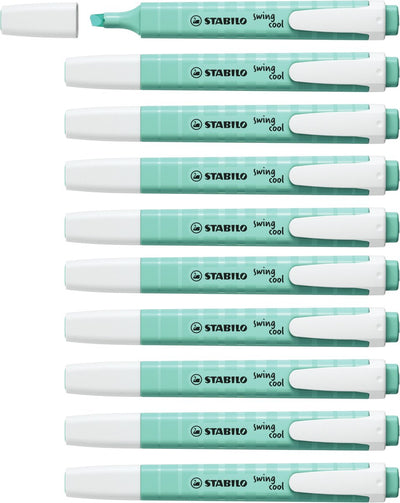 Stabilo swing cool - markeerstift - perfect voor onderweg - pastel - vleugje turquoise - doos 10 stuks