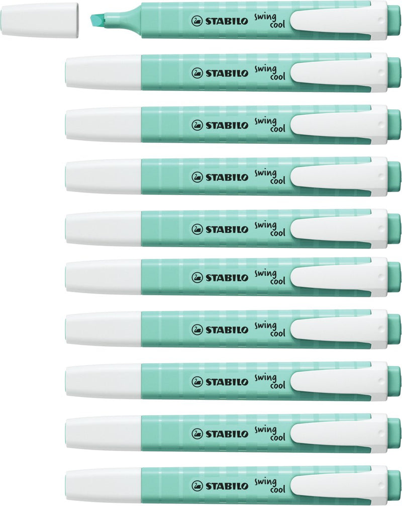 Stabilo swing cool - markeerstift - perfect voor onderweg - pastel - vleugje turquoise - doos 10 stuks