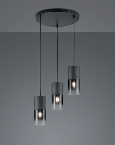 Trio robin - hanglamp - zwart mat - excl. 3x e27 28w