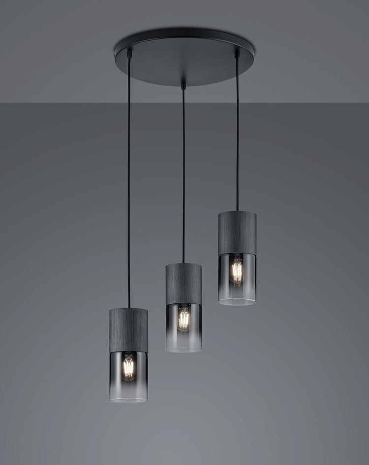 Trio robin - hanglamp - zwart mat - excl. 3x e27 28w