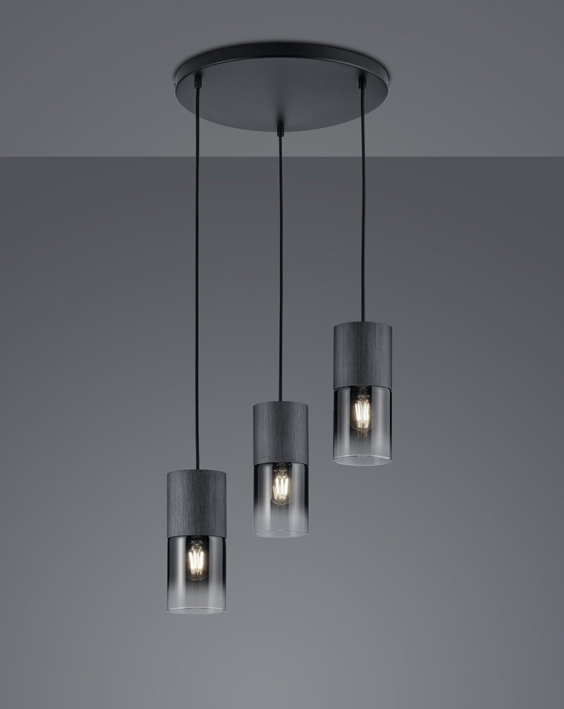 Trio robin - hanglamp - zwart mat - excl. 3x e27 28w