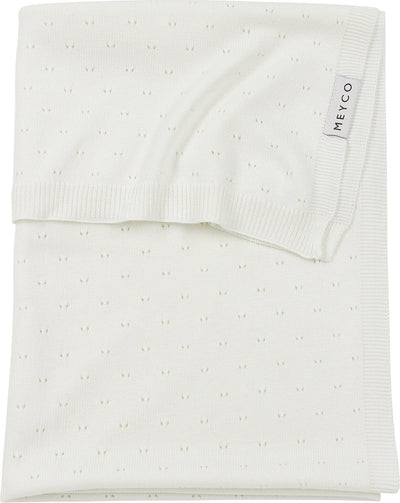 Meyco baby ajour ledikant deken - bamboe - offwhite - 100x150cm - 0.3 tog