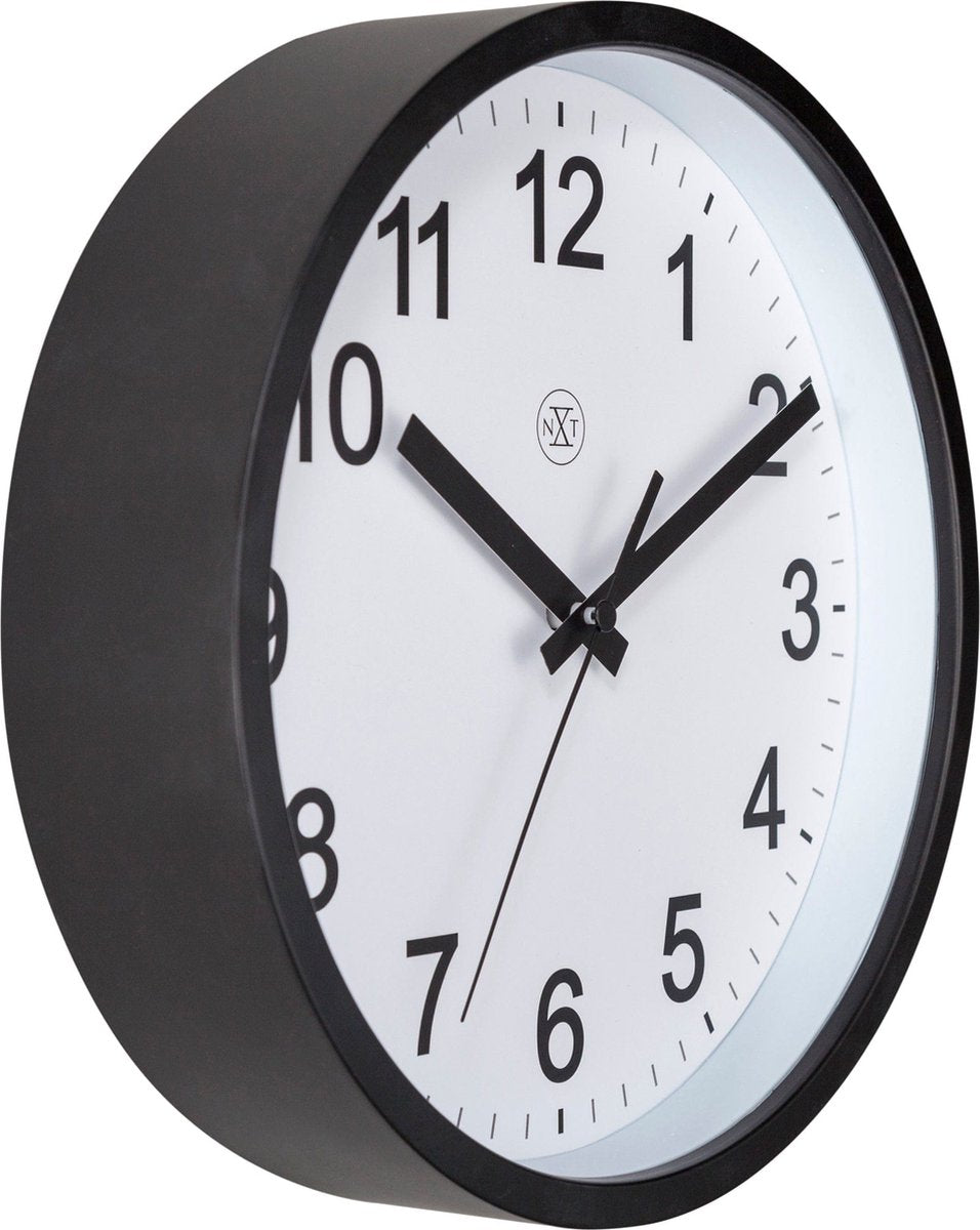 Nextime nxt robust – wandklok – 25,5 cm - plastic - zwart wit