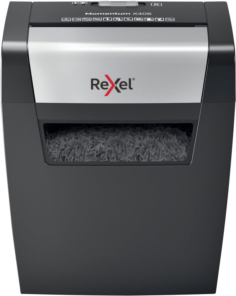 Rexel momentum x406 papierversnipperaar - p4 snippers - tot 6 vel - 15l - zwart