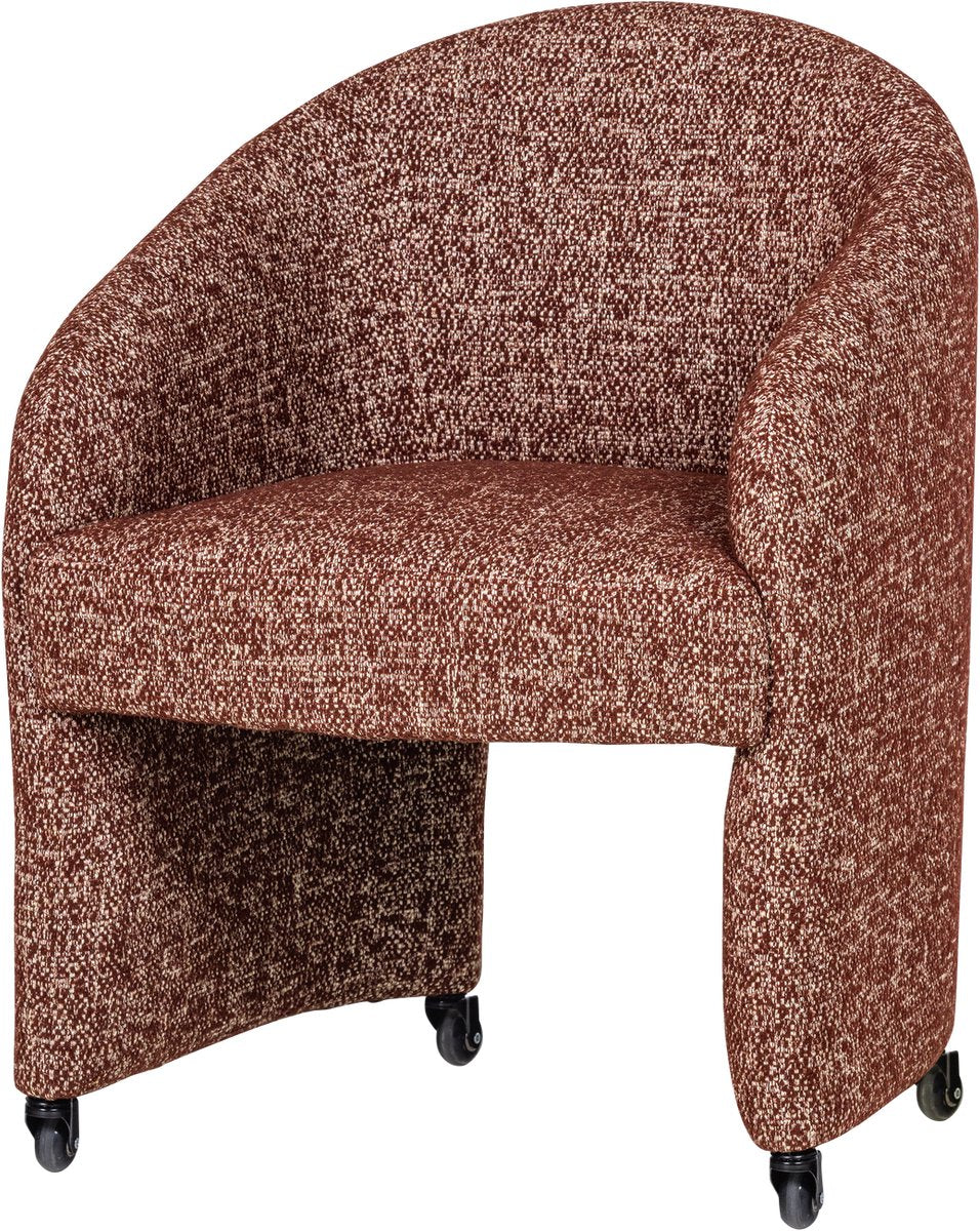 Woood cordo eetkamerstoel met wielen - melange - roestbruin - 83x64x64