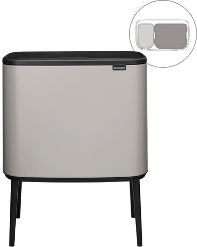 Brabantia bo touch bin prullenbak - 11 + 23 liter - afvalscheiding - soft grey