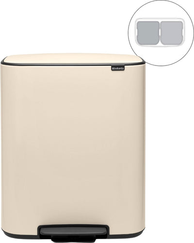 Brabantia bo prullenbak - 2 x 30 liter - afvalscheiding - soft beige