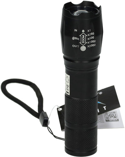 Koopman zaklamp zwart speelgoed - 13cm zaklamp voor kinderen.