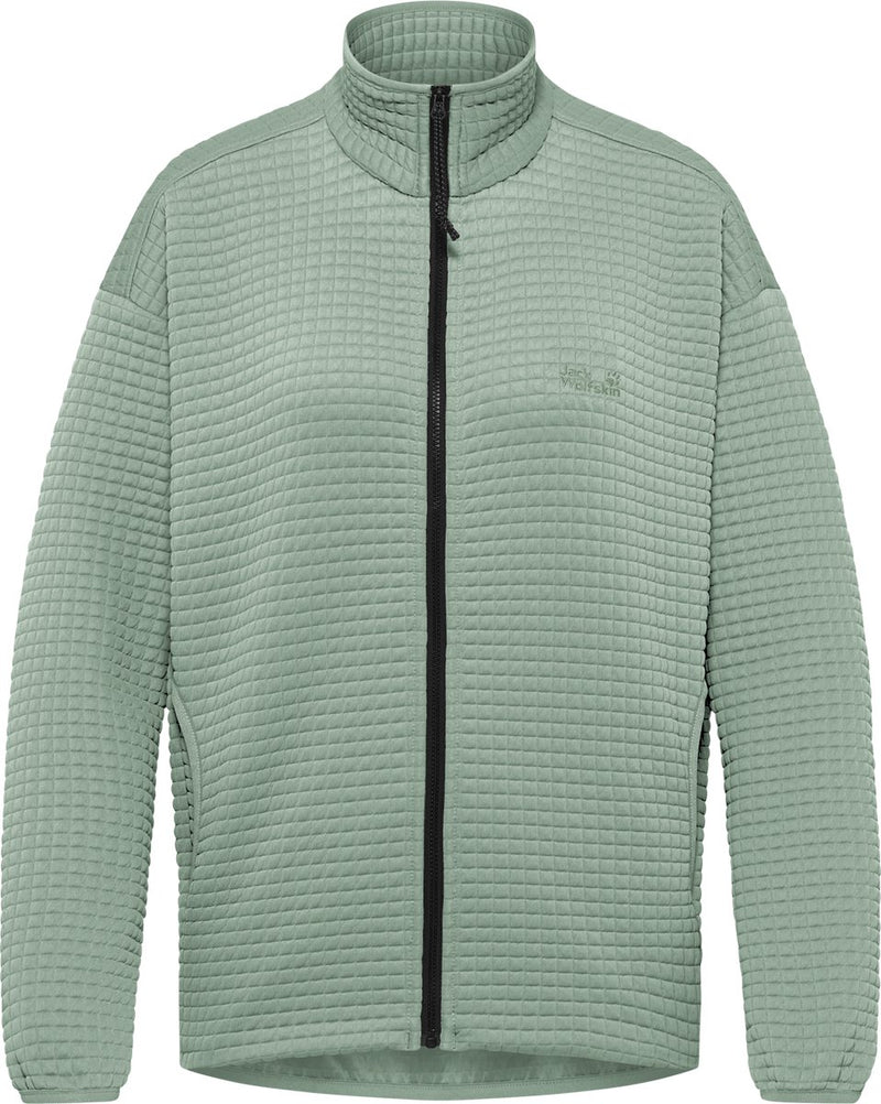 Jack wolfskin mogari fleecejack dames - dames lange rits fleece - green zinnia