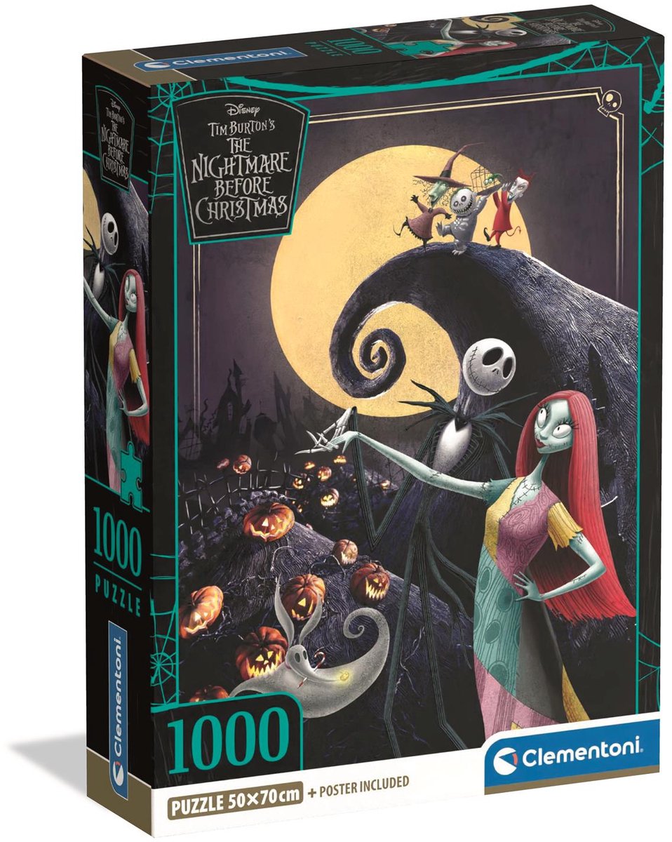 Clementoni - puzzel - 1000 stukjes - disney nightmare before christmas - compact box