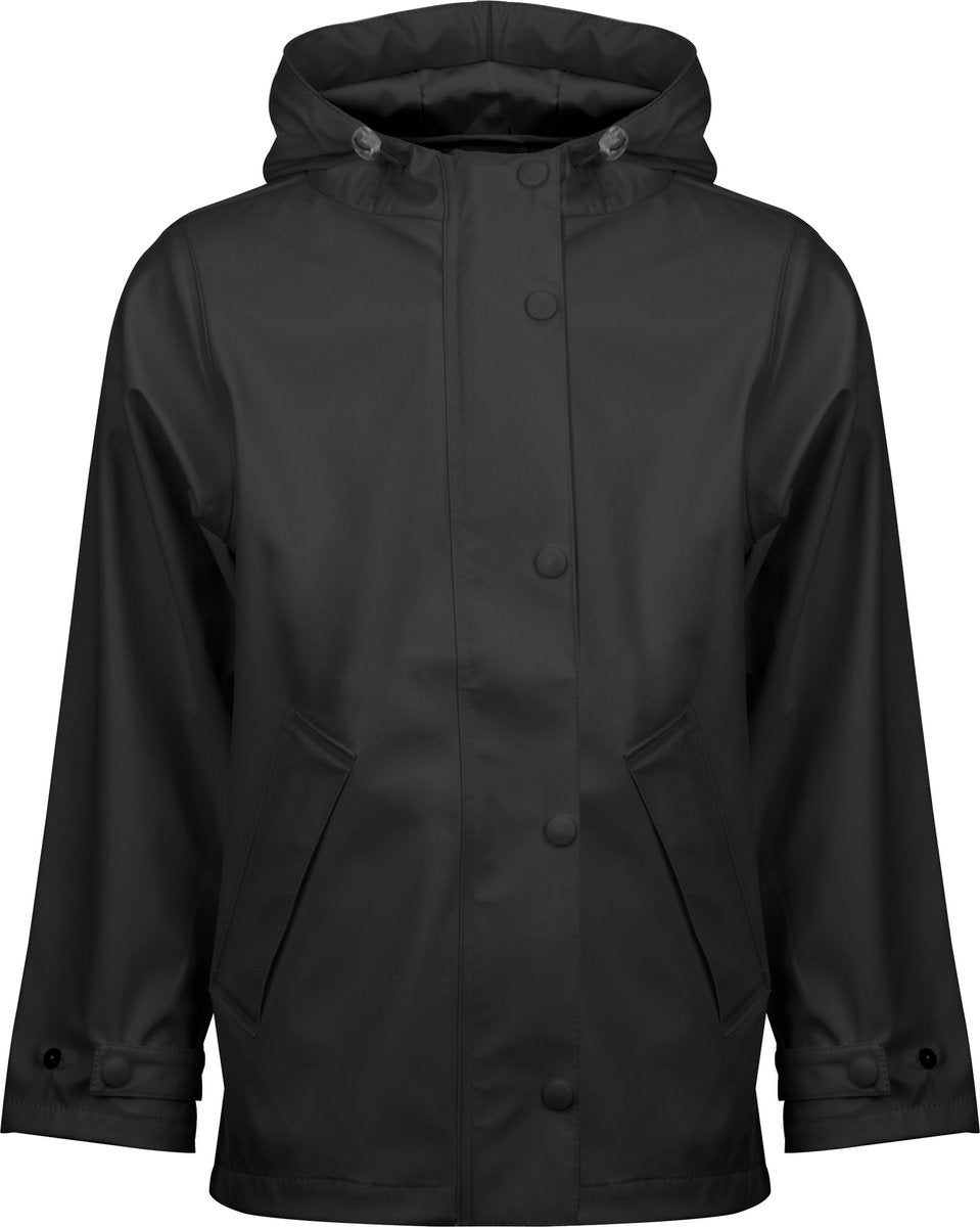 Ralka regenjas junior - sprinkle - zwart - maat 116