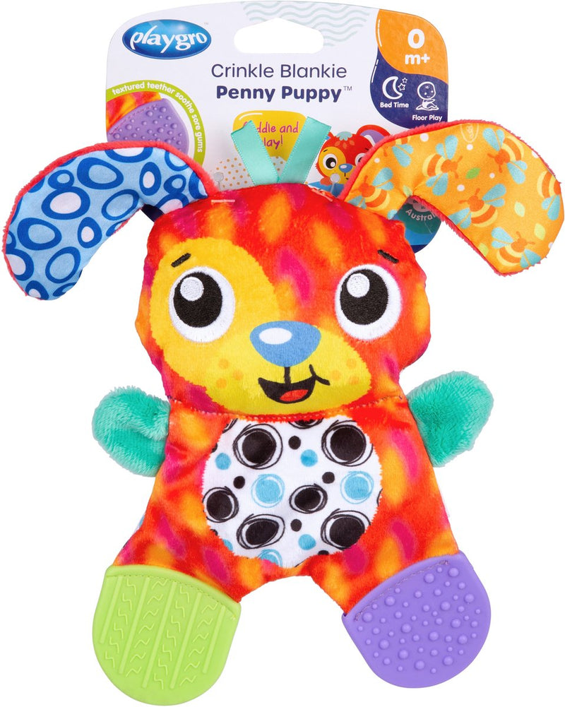 Playgro crinkle blankie penny puppy- rammelaar - speelgoed baby -knuffeldoekje - baby speelgoed - educatief baby speelgoed- bijtring