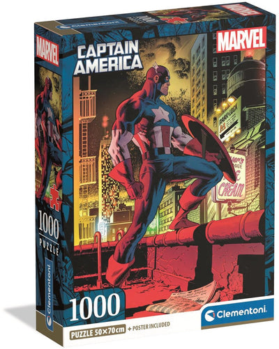 Clementoni - puzzel - 1000 stukjes - marvel captain america - compact box