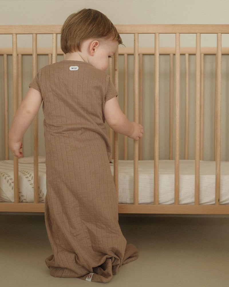 Lodger hopper - hydrofiele slaapzak baby - bruin - 0.3 tog - 62cm - biologisch katoen - zomerslaapzak babyslaapzak