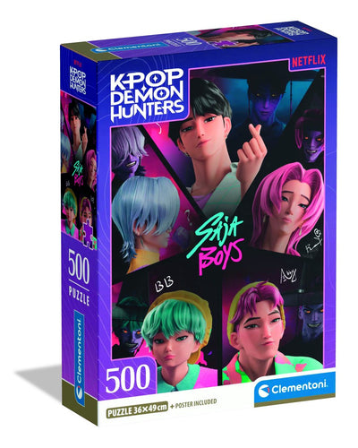 Clementoni k-pop demon hunters puzzel 500 stukjes van compact - kpop huntrix legpuzzel - k pop hobby cadeau voor kinderen vanaf 6 jaar