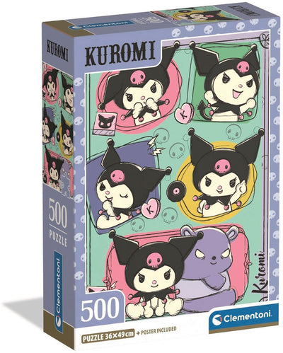 Clementoni kuromi puzzel 500 stukjes - sanrio kinderpuzzel - compact box - kawaii legpuzzel voor meisjes vanaf 10 jaar