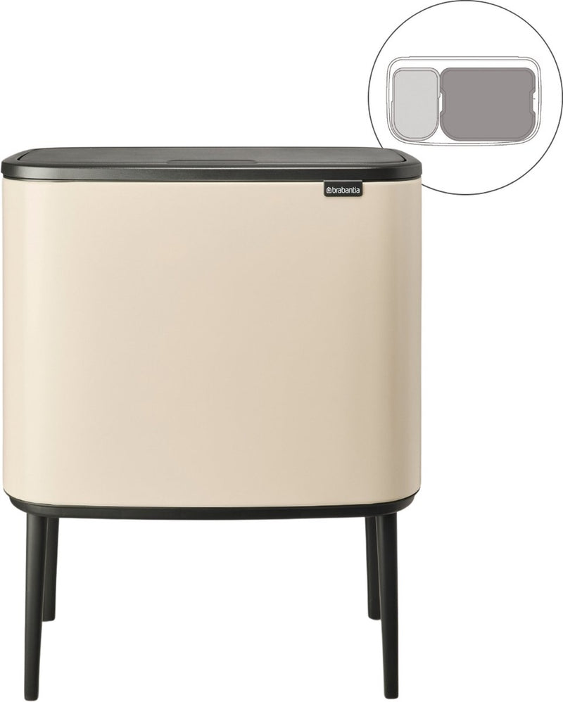 Brabantia bo touch bin prullenbak - 11 + 23 liter - afvalscheiding - soft beige