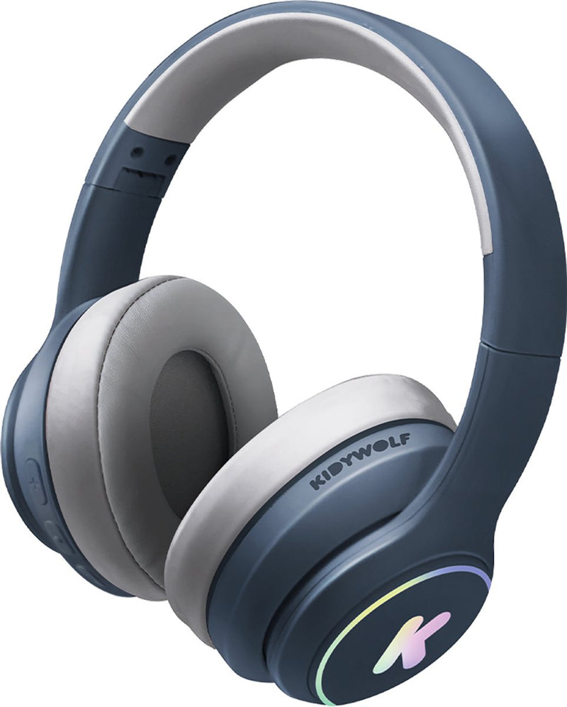 Kidywolf k-ears bluetooth kinderkoptelefoon blauw – 85db volume limiet, draadloos opvouwbaar, led - 5+