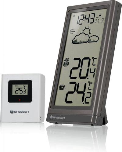 Bresser weerstation - meteo temp - grijs - draadloos - voor binnen buiten