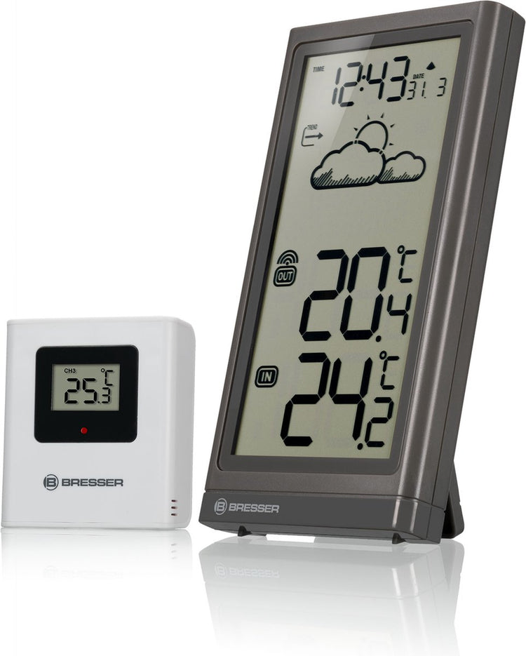 Bresser weerstation - meteo temp - grijs - draadloos - voor binnen buiten