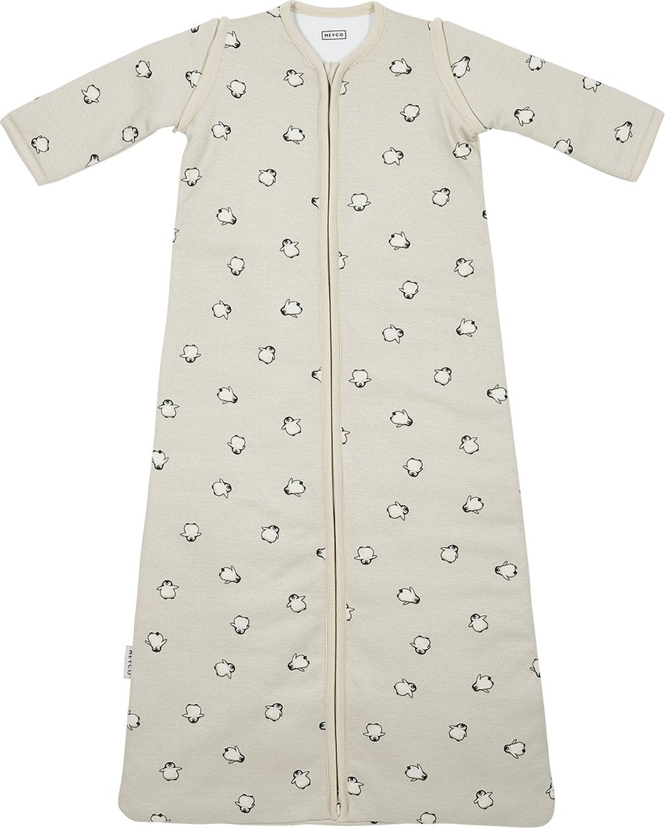 Meyco baby penguin baby slaapzak met afritsbare mouwen - soft sand - 60cm - 2.5 tog