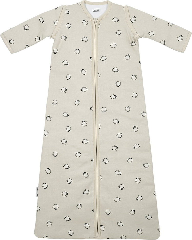 Meyco baby penguin baby slaapzak met afritsbare mouwen - soft sand - 60cm - 2.5 tog