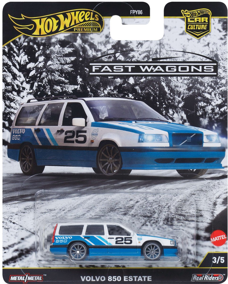Hot wheels volvo 850 estate, auto, 3 jaar, metaal, kunststof, blauw, wit