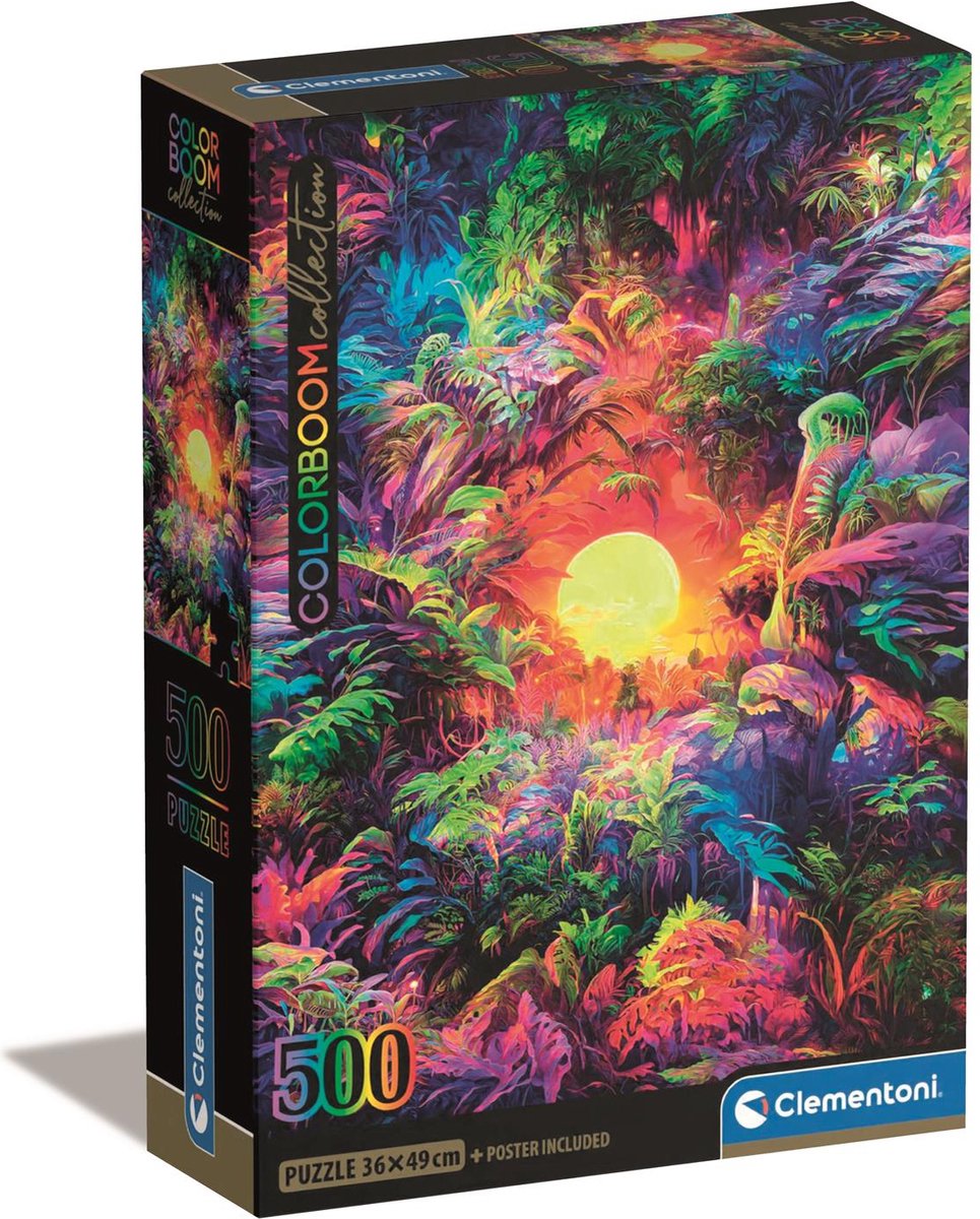 Clementoni - puzzel - 500 stukjes - psychedelische jungle zonsopgang - puzzel voor volwassenen - high quality collection