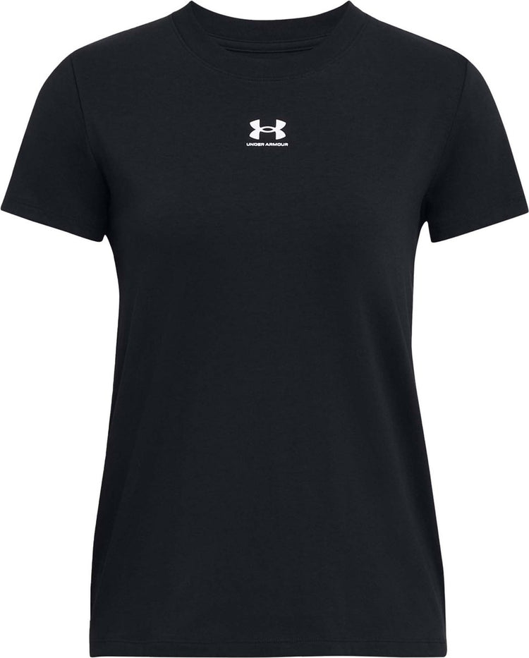 Under armour ua rival core ss-blk dames sportshirt - zwart - wit