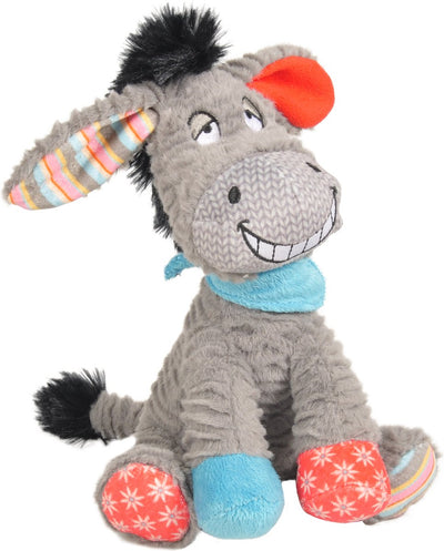 Flamingo hondenspeelgoed – molly ezel zittend grijs 20cm – pluche hondenspeeltje met squeaker – zachte hondenknuffel