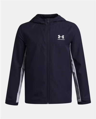 Under armour ua b rival wvn jacket-blu jongens sportshirt - midnight navy - wit