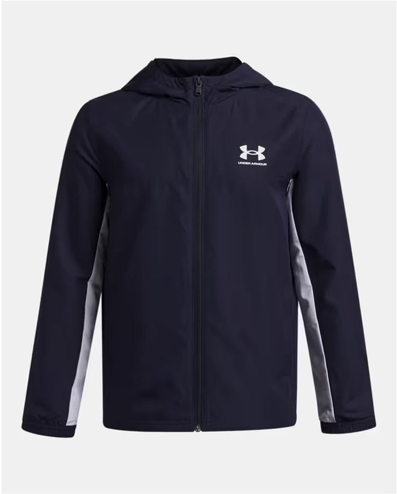 Under armour ua b rival wvn jacket-blu jongens sportshirt - midnight navy - wit