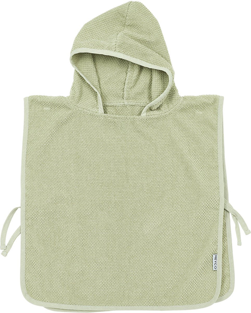 Meyco baby popcorn badponcho - soft olive - 1-3 jaar
