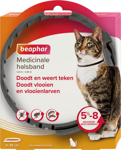 Beaphar medicinale halsband kat - anti teken- en vlooienband kat - tot 8 maanden werkzaam one size