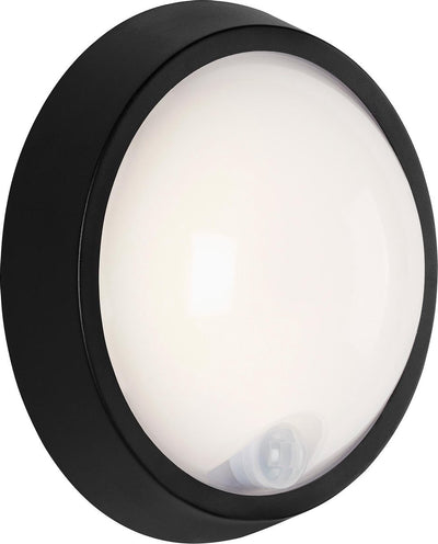 Briloner helsinki - buitenverlichting - led wandlamp - met bewegingssensor - 12w - ip44 - ø17 cm - zwart