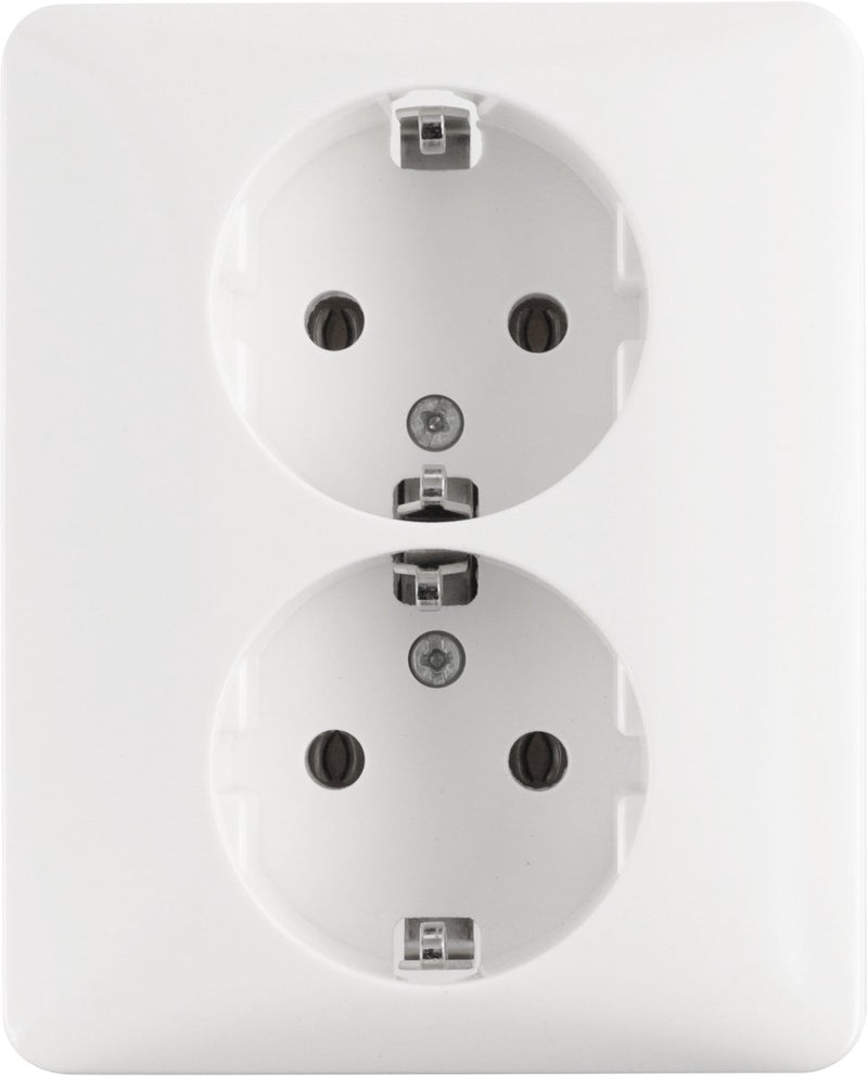 Peha standard contactdoos inbouw - 2-voudig - randaarde - polarwit