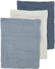 Meyco baby uni pre-washed hydrofiele washandjes - pre-washed hydrofiel - natural jeans blue indigo - 20x17cm - 3-pack