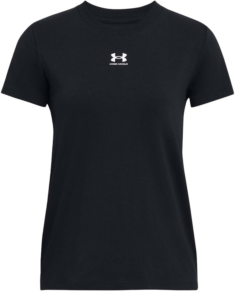 Under armour ua rival core ss-blk dames sportshirt - zwart - wit