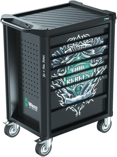 Wera 9700 tool rebel werkplaatswagen 1, 94-delig gereedschapswagen (zwart, incl. 4 schuimrubber inzetstukken met gereedschap)