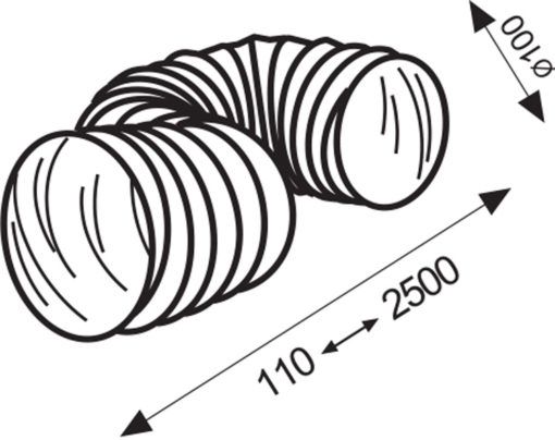 Slang flexibel pvc wit ø 100 mm 2,5 meter