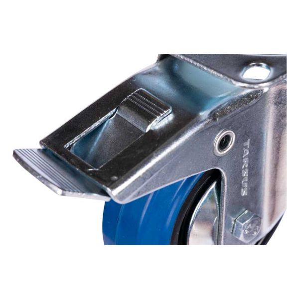 Tarsus zwenkwiel + rem 100 mm. blauw