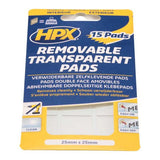 Hpx producten dubbelz verwijderbare transp pads 15 stuks 25mm x 25mm tr - afbeelding 2