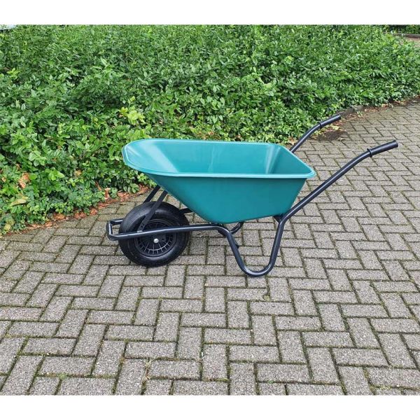 Kruiwagen kunststof groene bak 85 liter hq.