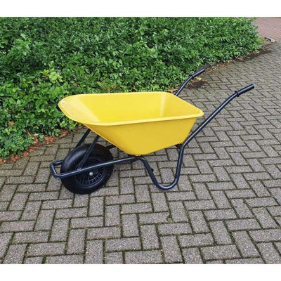Kruiwagen kunststof gele bak 85 liter hq.
