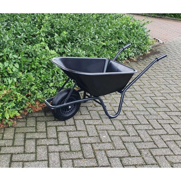 Kruiwagen kunststof zwarte bak 85 liter hq.